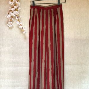 J. PETERMAN Co. Wide Leg 100% Silk Red Cream Stripe Palazzo Pants